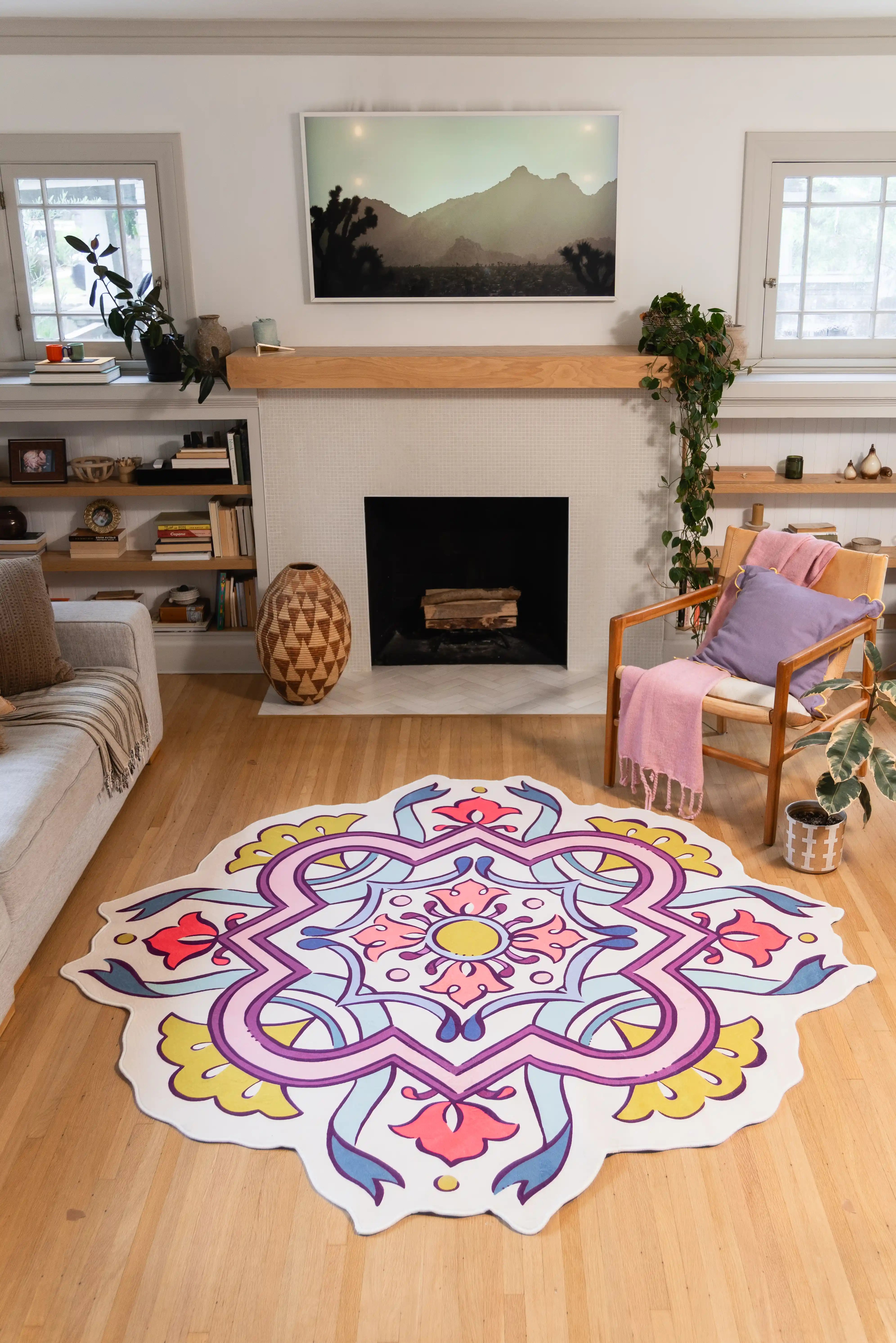 Pink Scalloped Bohemian Medallion Rug by Maayan Alper-Swan – Lany