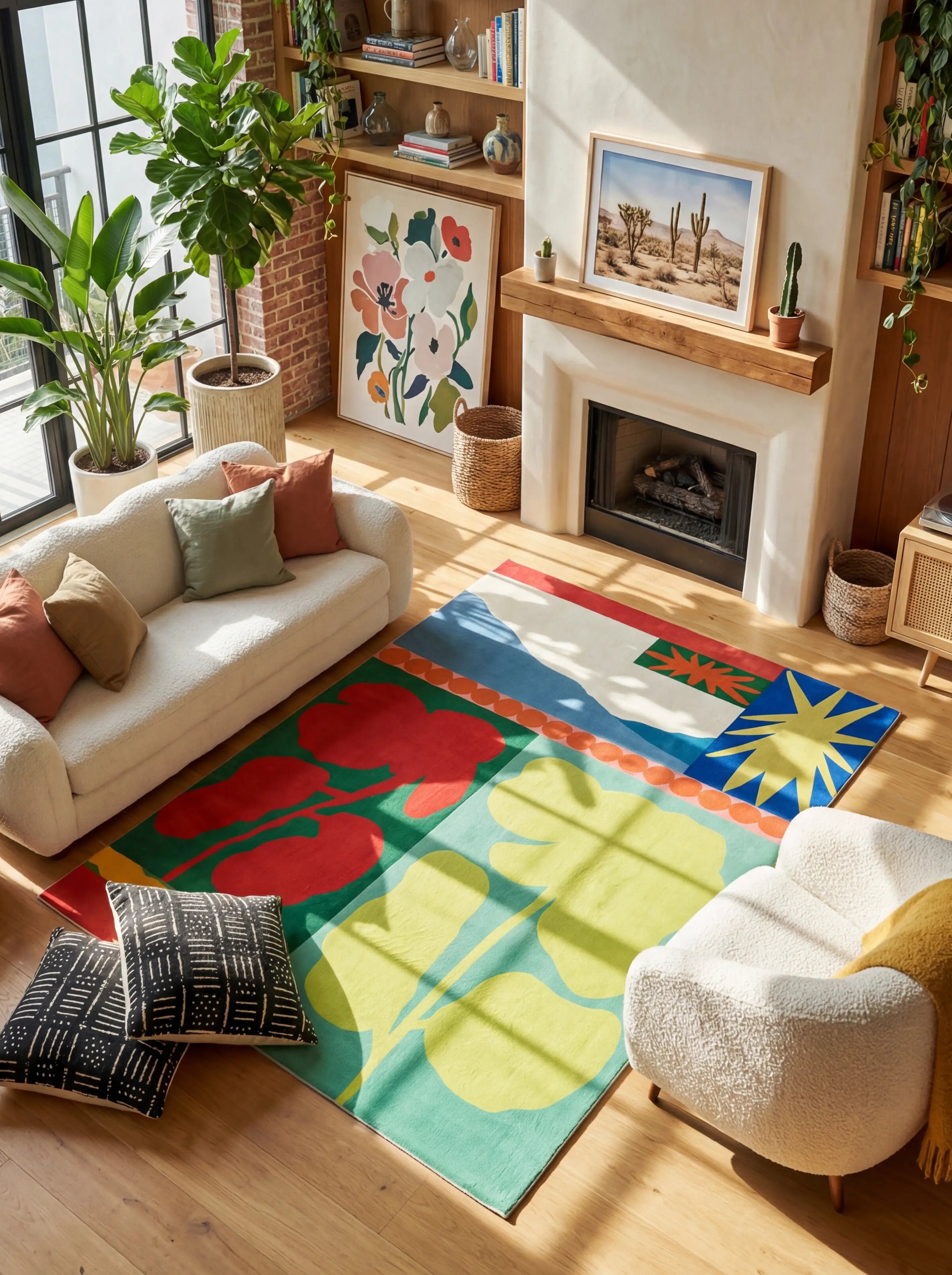 Mid Century Color Block Flower Rug by Sophie Deller – Lany Space