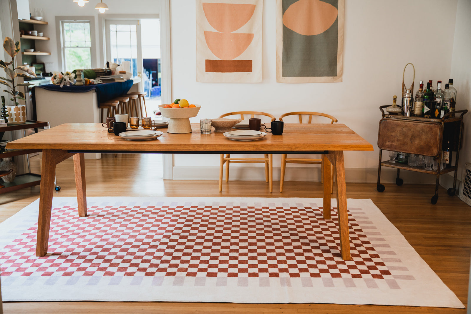 LanySpace Chocolate and Ivory Checkered Rug