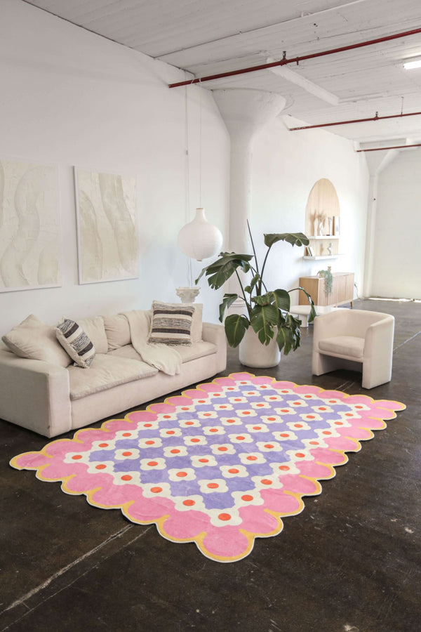 Pink and Purple Floral Area Rug