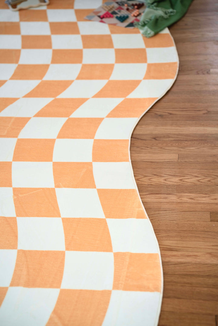 Closer Look at Lany Space Yellow Wavy Checkered Rug