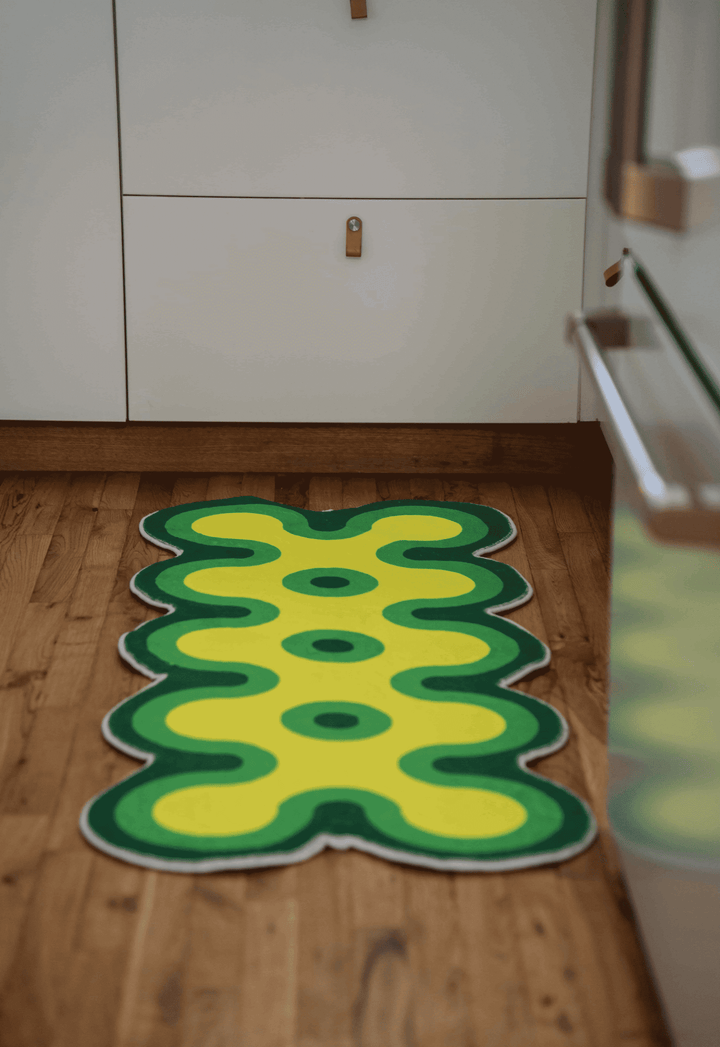LanySpace Irregular Coral Design Runner in Green in Kitchen