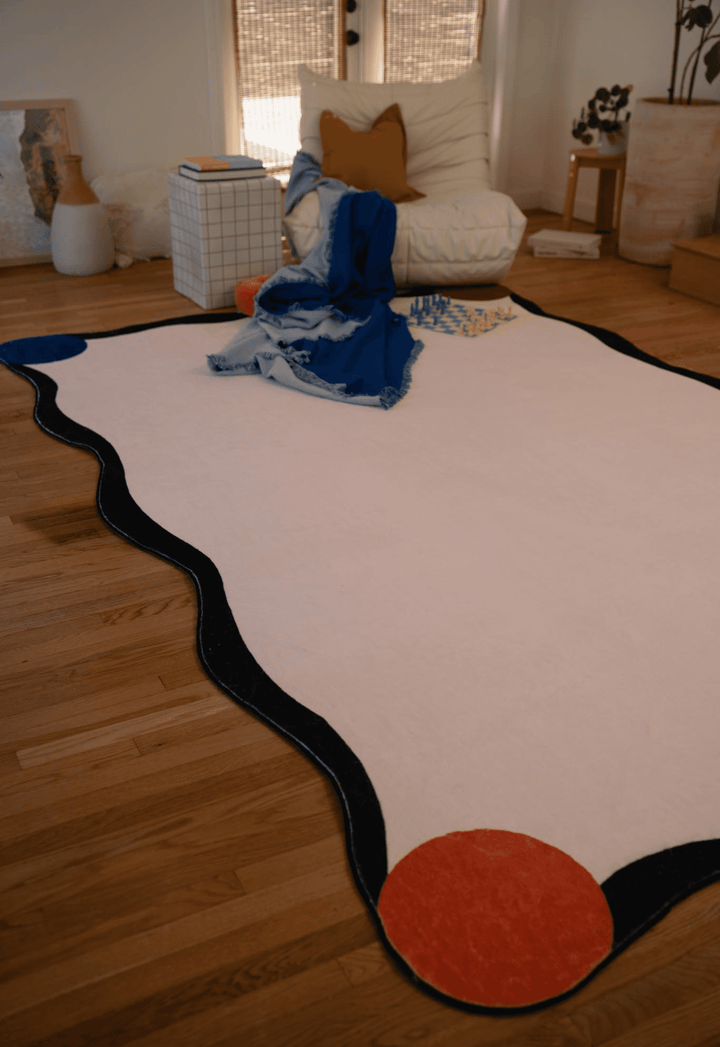 Full View of LanySpace Irregular Novelty Ivory Rug