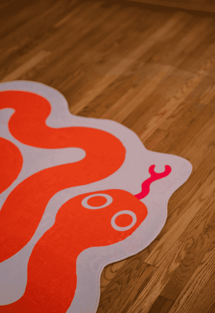 Details of LanySpace Spiral Snake Design Rug in Orange