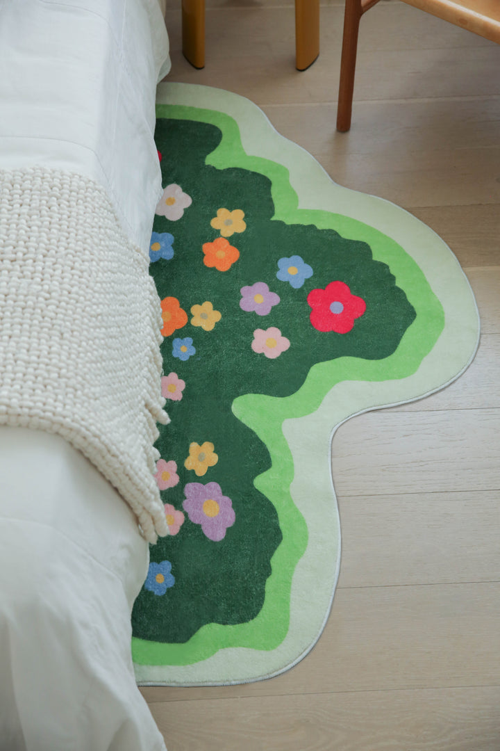 LanySpace Floral Irregular Runner placed beside the bed