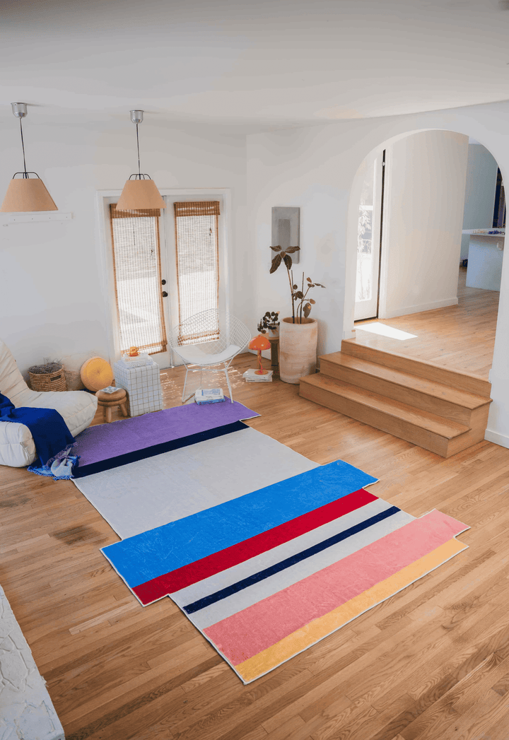 LanySpace Irregular Modern Stripes Print Rug 7x10