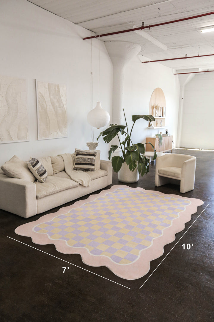 LanySpace Mellow Pastel Rug, 7x10, in Living Room