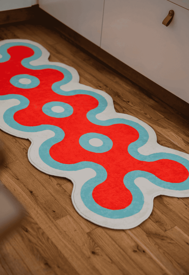 LanySpace Irregular Coral Design Runner in Pink in Kitchen