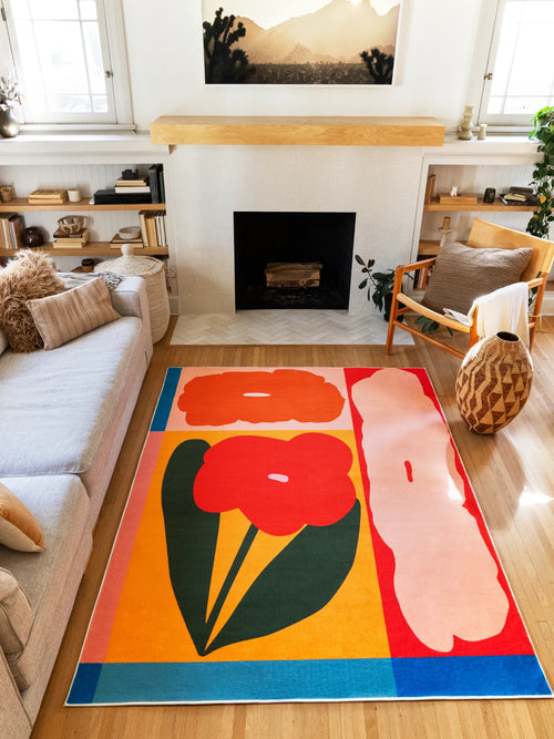 vintageラグ カーペット フルーツ フラワー 909 Amazon.com: 1960s 1970s Groovy Flower Area Rug 6'6