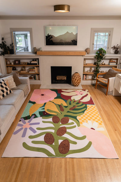 Colorful Tropical Flower Rug by Qiao Yu – Lany Space