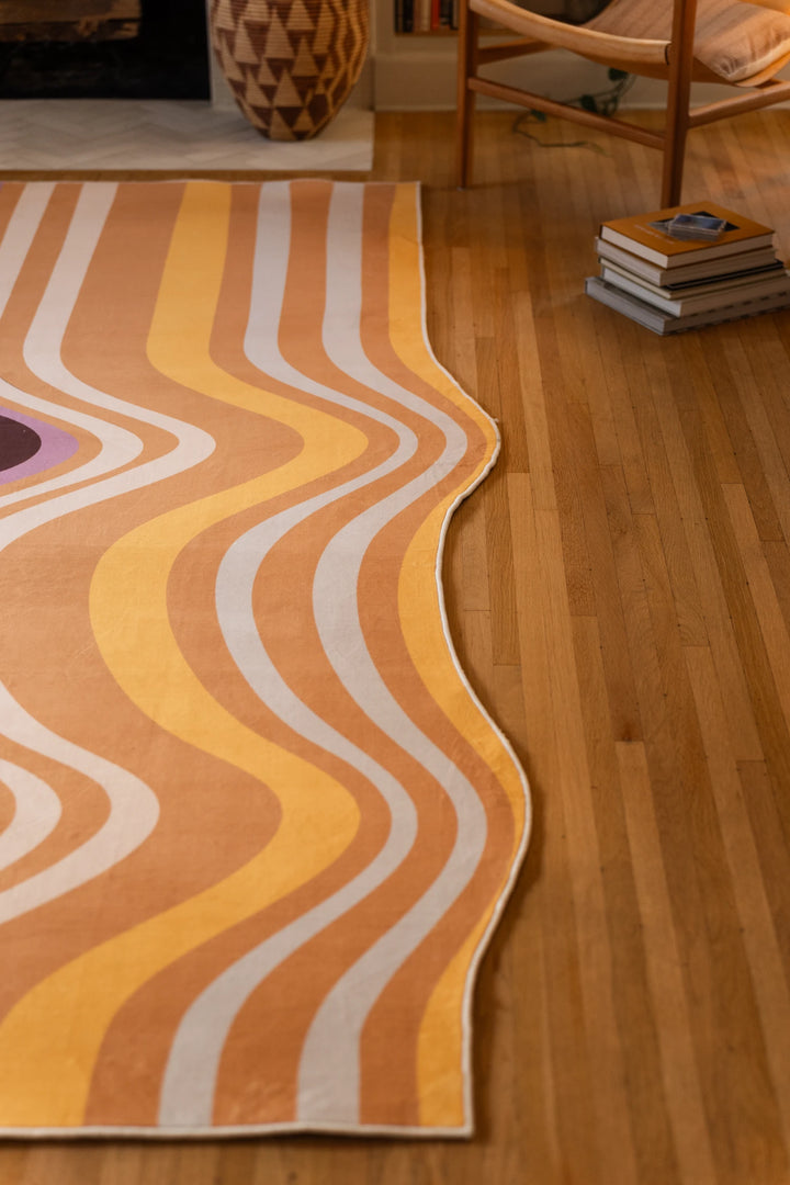 Brown Abstract Striped Rocks Area Rug by Zoe Wodarz – Lany Space