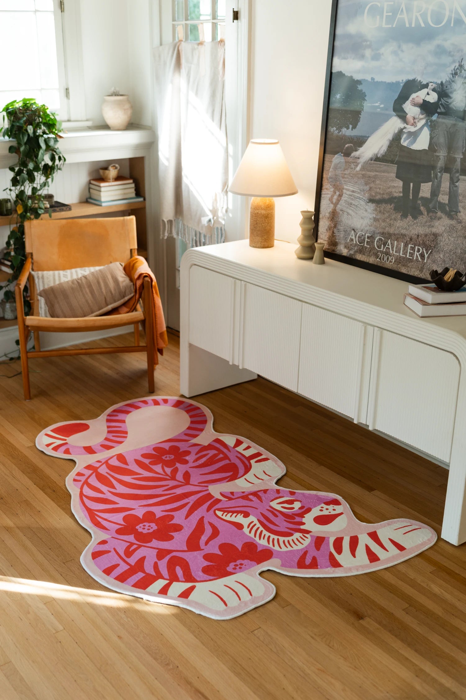 Pink Vintage Tiger Shaped Rug by Jessica Miller – Lany Space