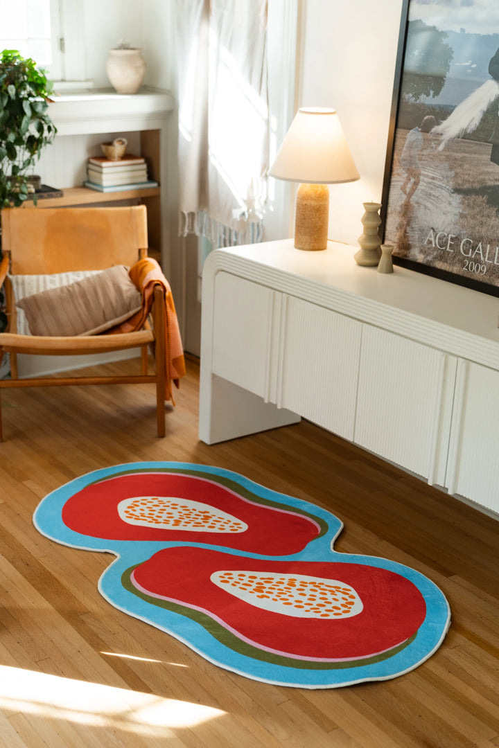 Papaya orange Irregular Fruit Rug by Zoe Wodarz – Lany Space