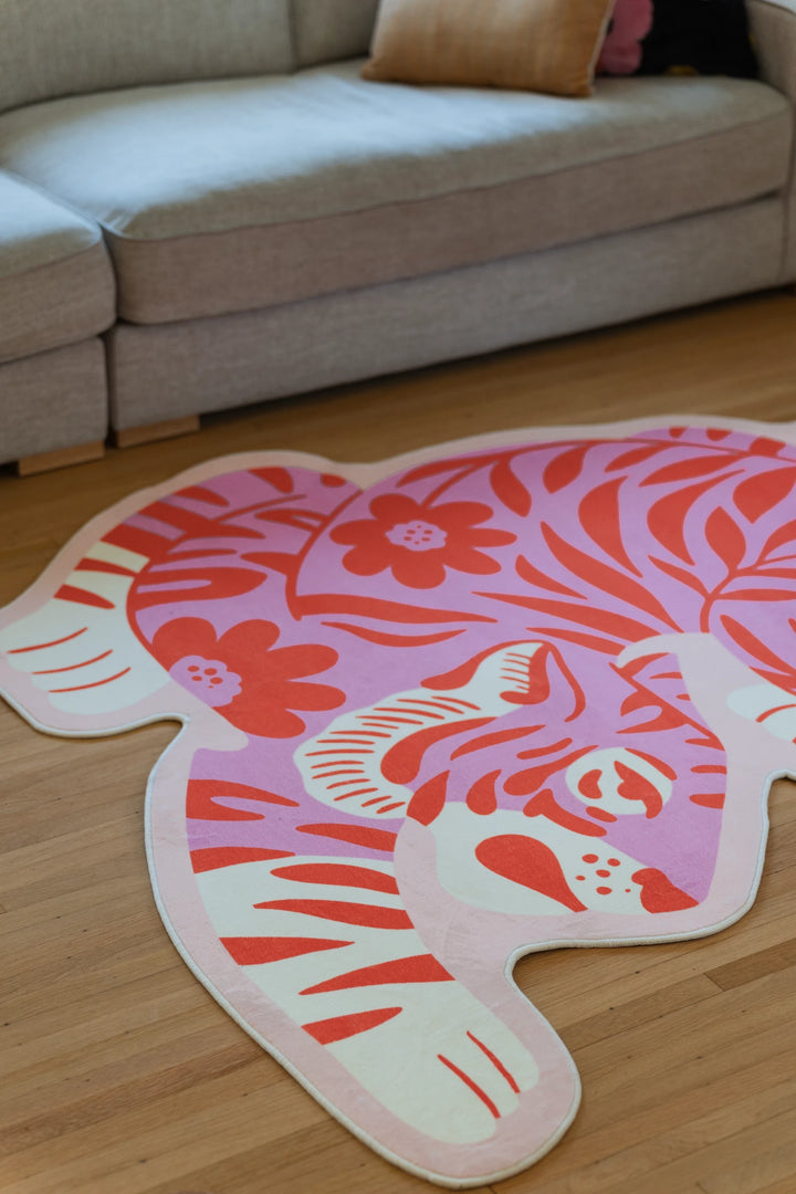 Tiger Shape Rug Pink Vintage Tiger Shaped Rug by Jessica Miller – Lany Space