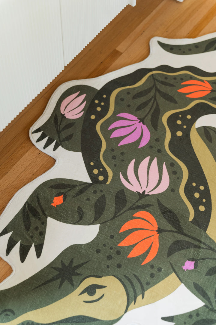 Green Animal Shaped Crocodile Rug by Jessica Miller – Lany Space
