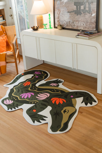 Green Animal Shaped Crocodile Rug by Jessica Miller – Lany Space