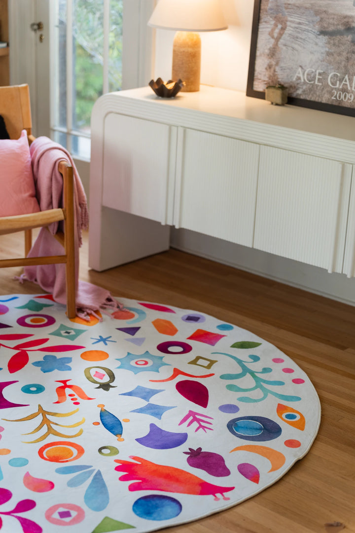 Colorful Graphic Pattern Round Rug by Maayan Alper-Swan – Lany Space