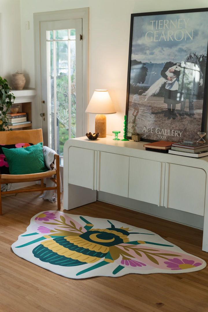 Square Bee Rug Colorful Graphic Queen Bee Shaped Rug by Jessica Miller – Lany Space