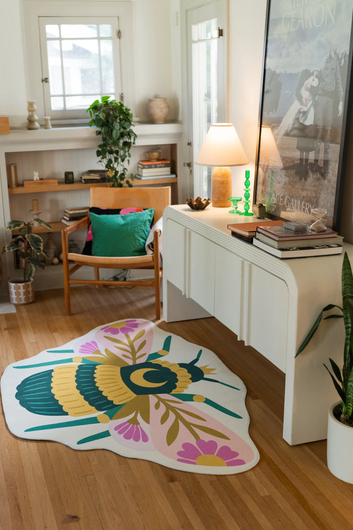 Queen Bee Rug Colorful Graphic Queen Bee Shaped Rug by Jessica Miller – Lany Space