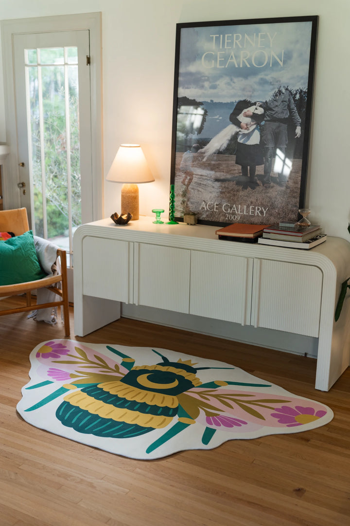 Queen Bee Rug Colorful Graphic Queen Bee Shaped Rug by Jessica Miller – Lany Space