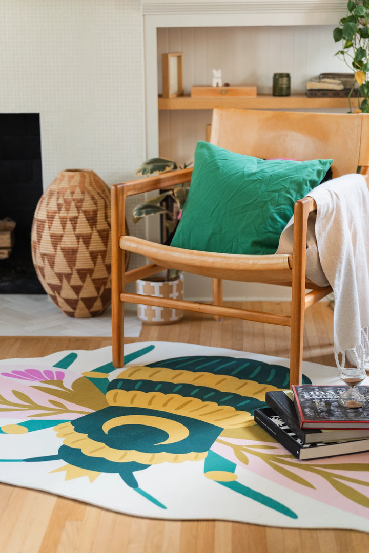 Queen Bee Rug Colorful Graphic Queen Bee Shaped Rug by Jessica Miller – Lany Space