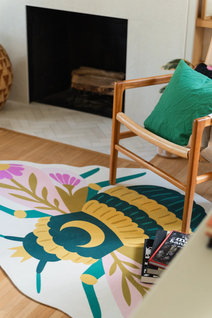 Colorful Graphic Queen Bee Shaped Rug by Jessica Miller – Lany Space