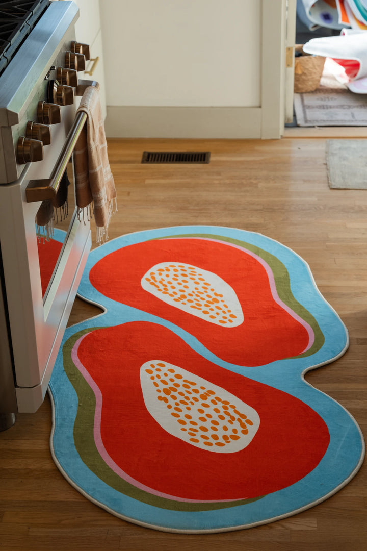 Papaya orange Irregular Fruit Rug by Zoe Wodarz – Lany Space