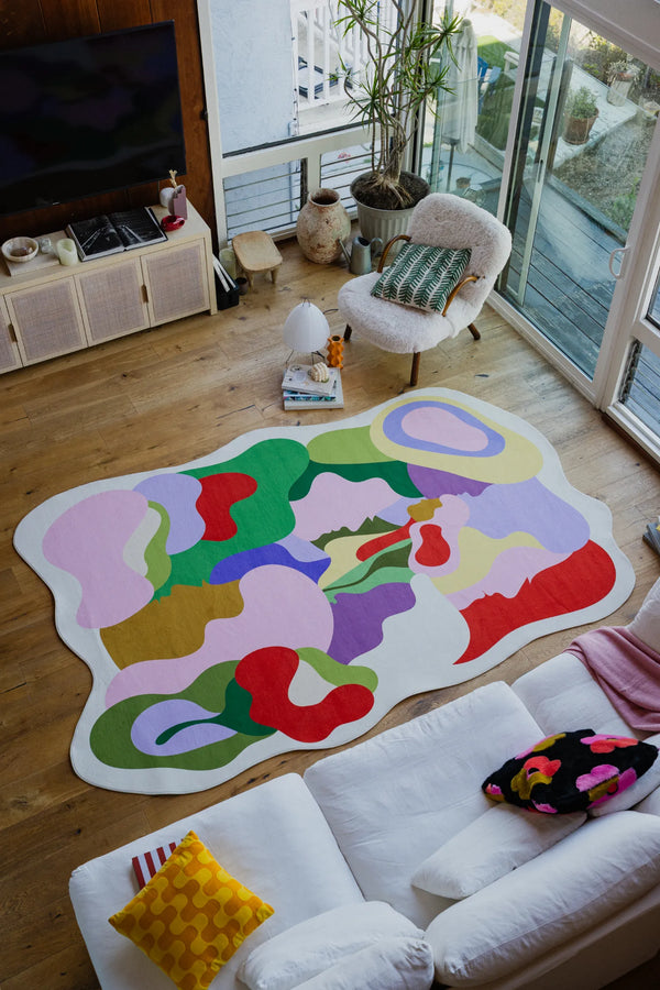 Lany Space x Maggie Stephenson Irregular Bloomland Unity Pastel Rug, 7'x10', in the living room