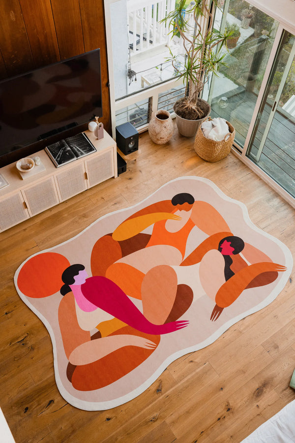 Lany Space x Maggie Stephenson Odd Shaped Terrasun Community Earth Rug, 7'x10', in the living room