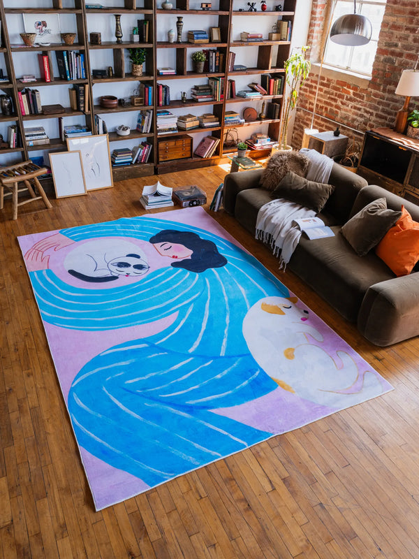 Funky Cat Lover Rug by Nimei