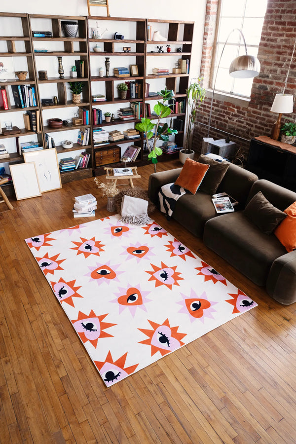 Heart Eye Pattern Rug by Megan Roy