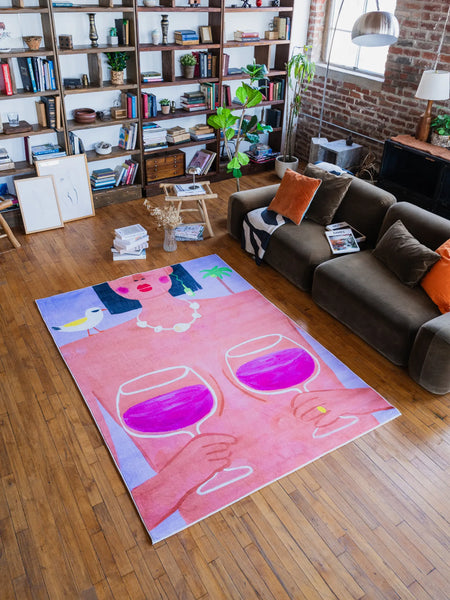 Funky Wine and Woman Art Rug by Nimei – Lany Space
