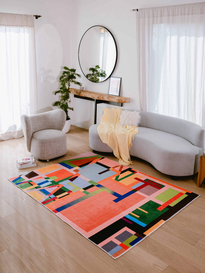 Multicolored Block Abstract Area Rug – Lany Space