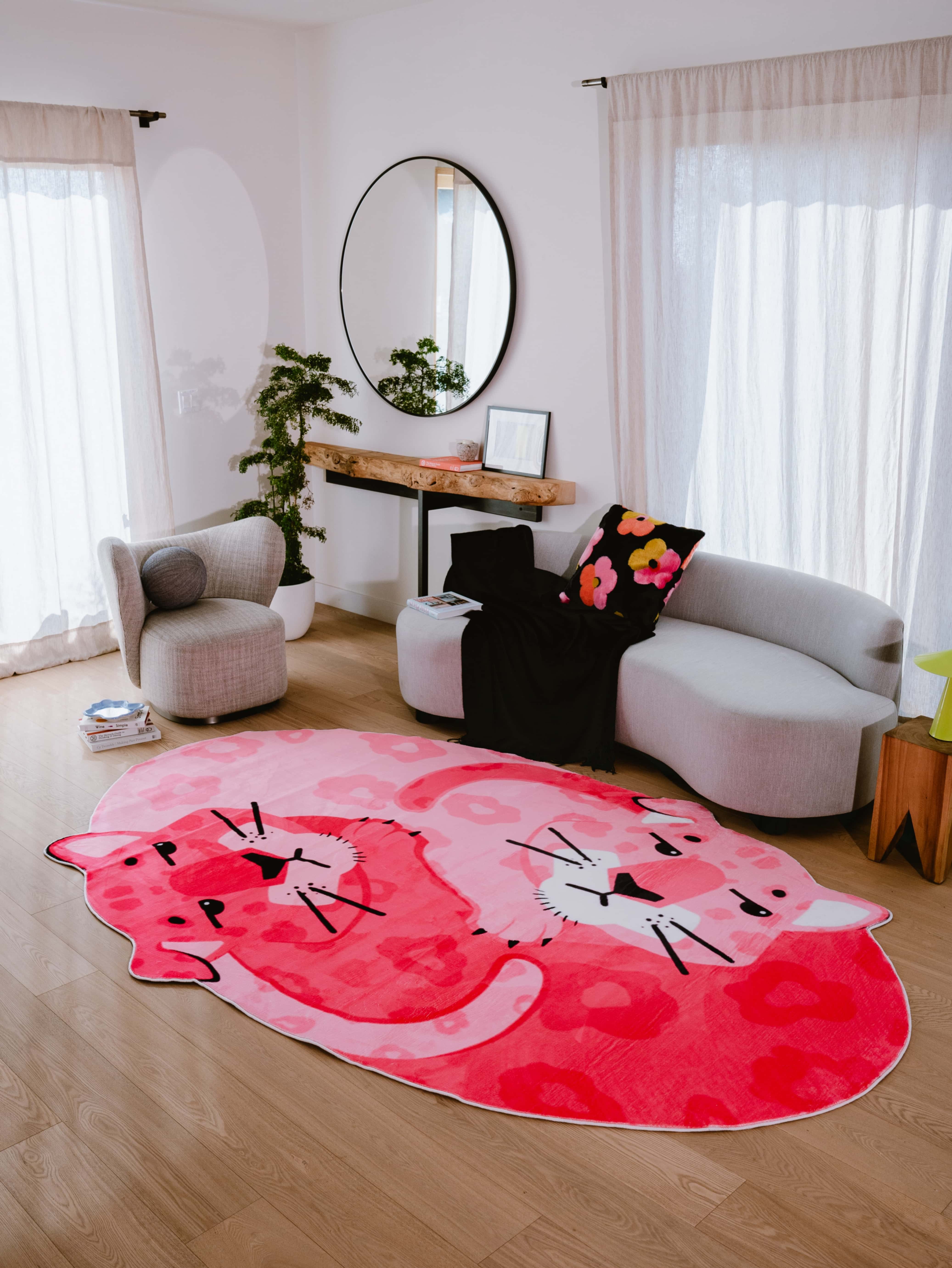 Irregular Shaped Pink Panther Area Rug by Lu Yang – Lany Space