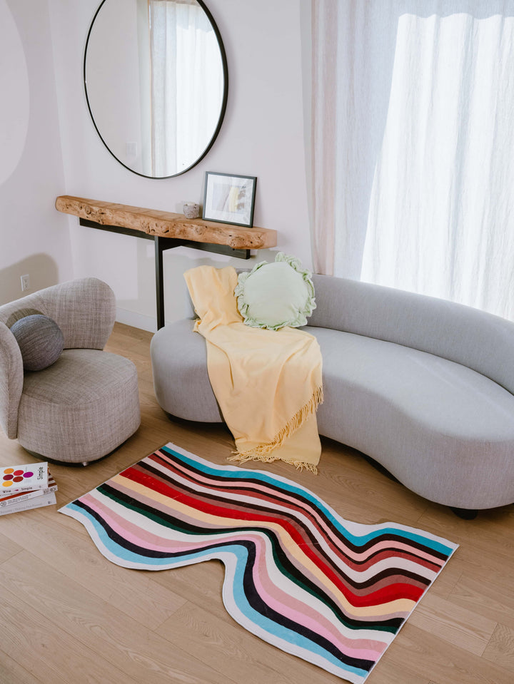 Multicolor Rustic Irregular Rugs Irregular Shaped Multicolor Contour Runner Rug – Lany Space