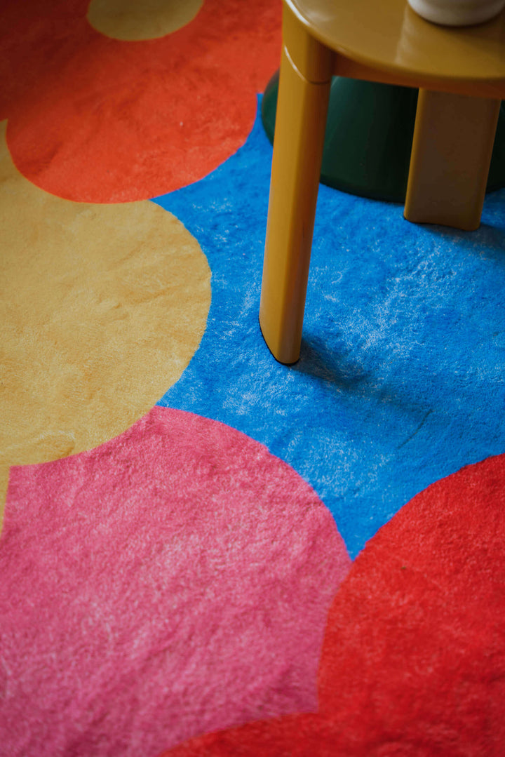 Closer look at details on LanySpace Funky Flowers Rug