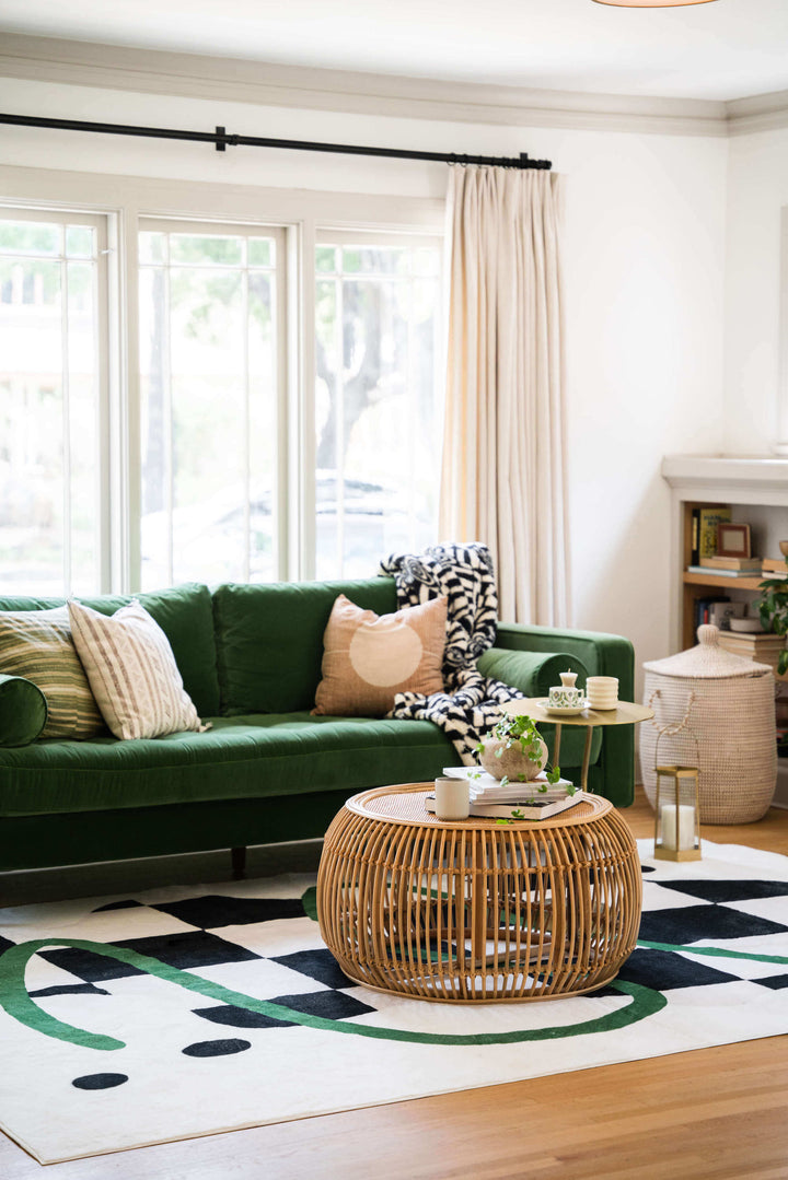 Tranquil Area with LanySpace Black White Checkered Rug