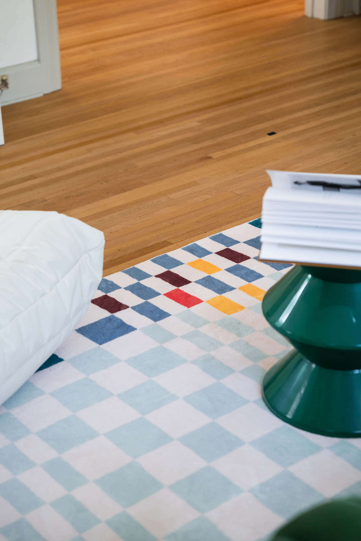 A Corner of LanySpace Pixel Multicolor Checkered Rug