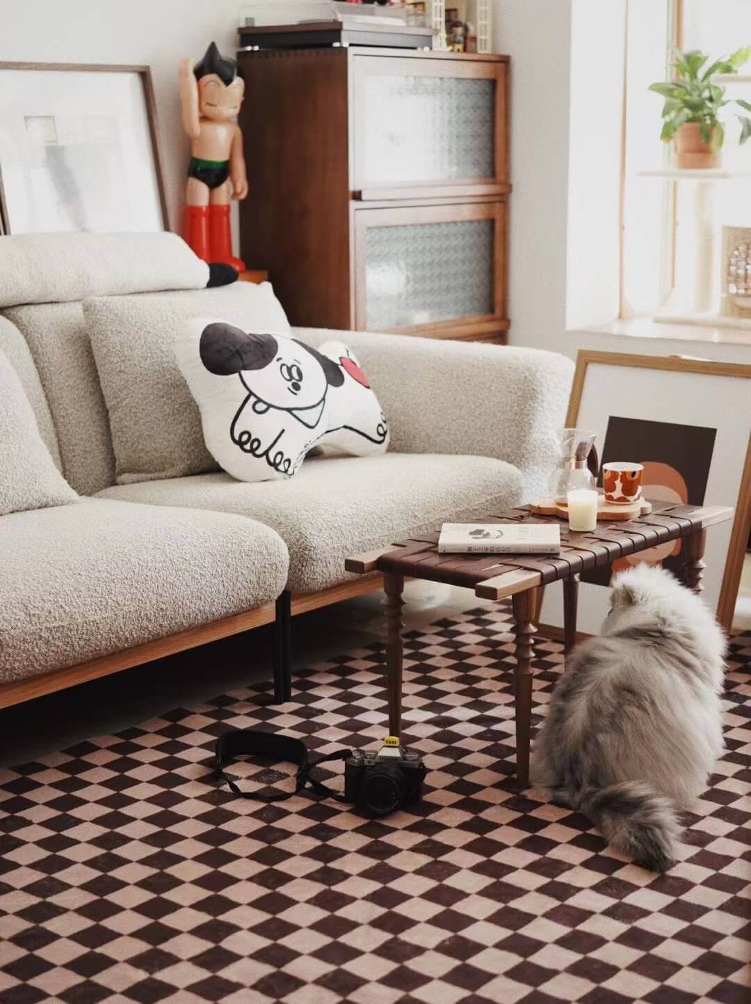 Chocolate Brown Checkered Rug – Lany Space