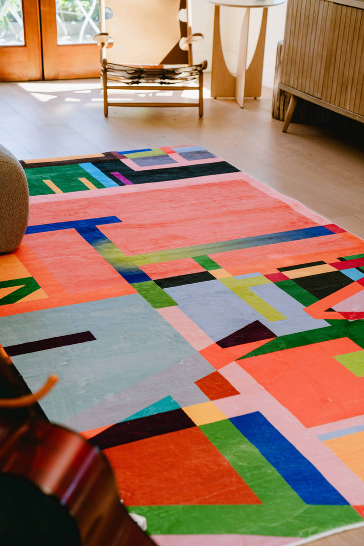 Multicolored Block Abstract Area Rug – Lany Space