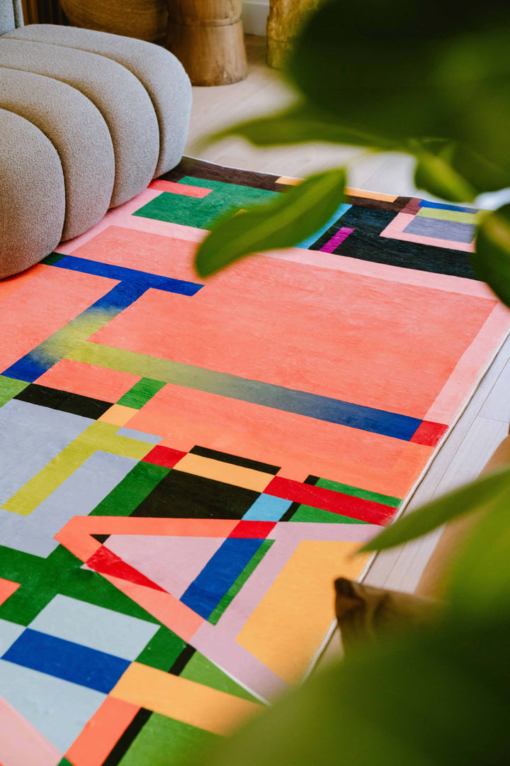 Multicolored Block Abstract Area Rug – Lany Space