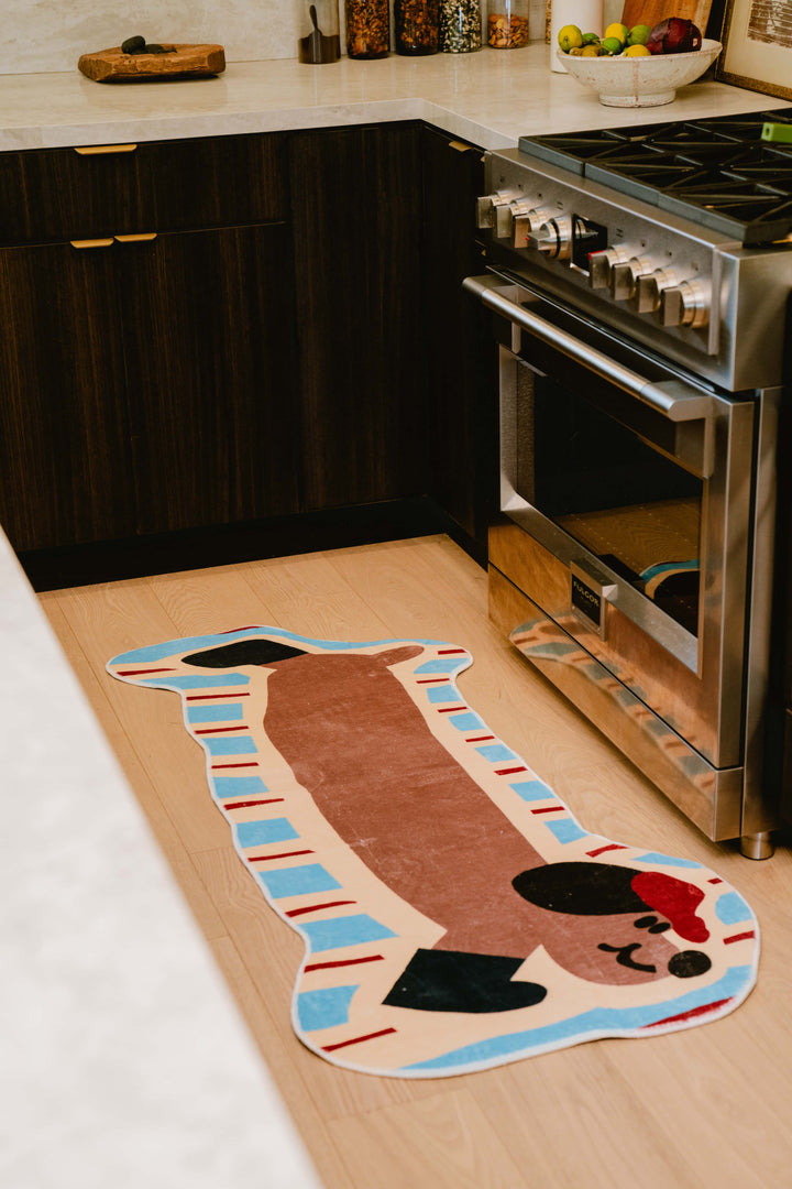 LanySpace Irregular Shaped Dachshund Runner by Stove in Kitchen