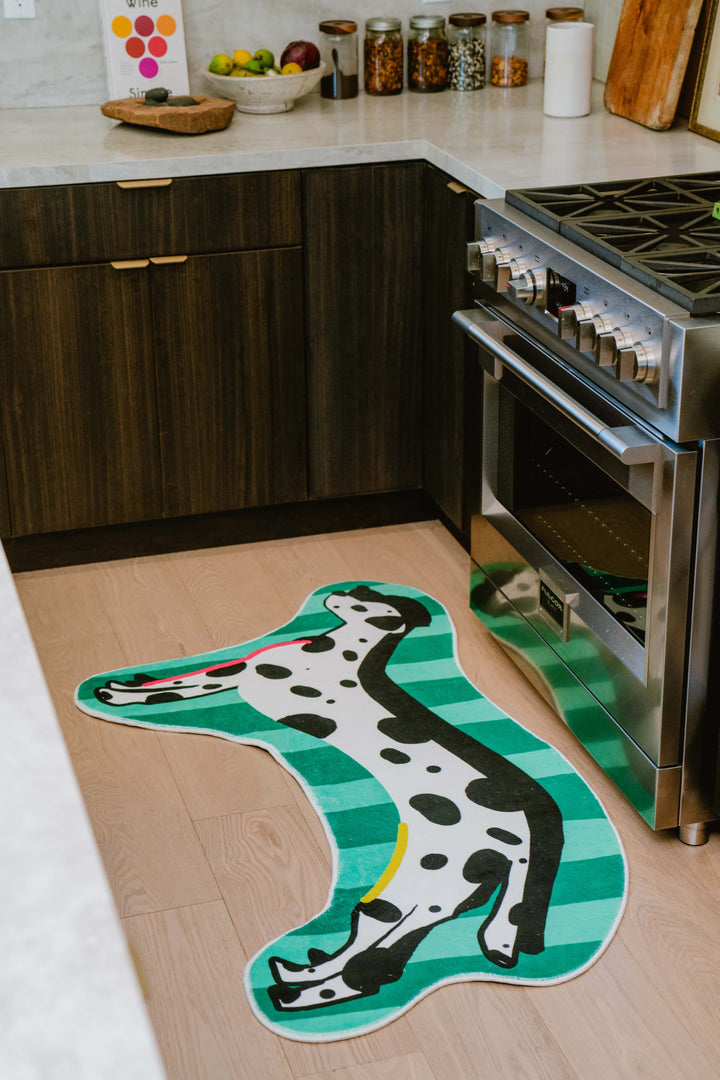 LanySpace Green Irregular Shaped Dalmatian Runner in the Kitchen