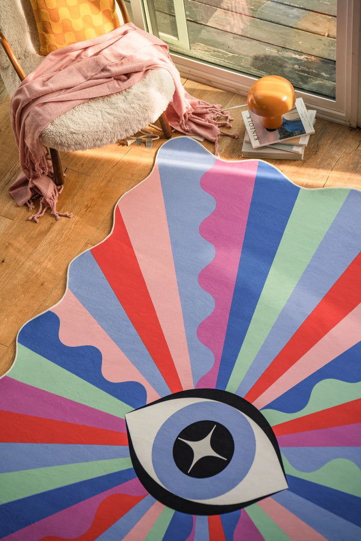 Colorful Lazer Rays Eye Rug by Jessica Miller – Lany Space