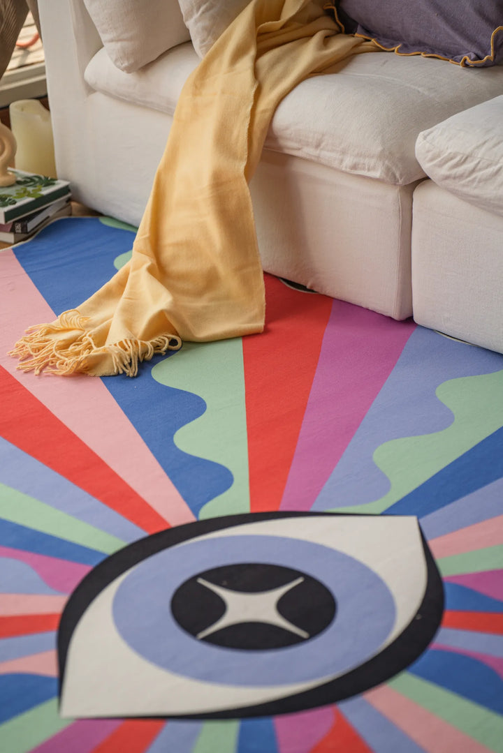 Colorful Lazer Rays Eye Rug by Jessica Miller – Lany Space