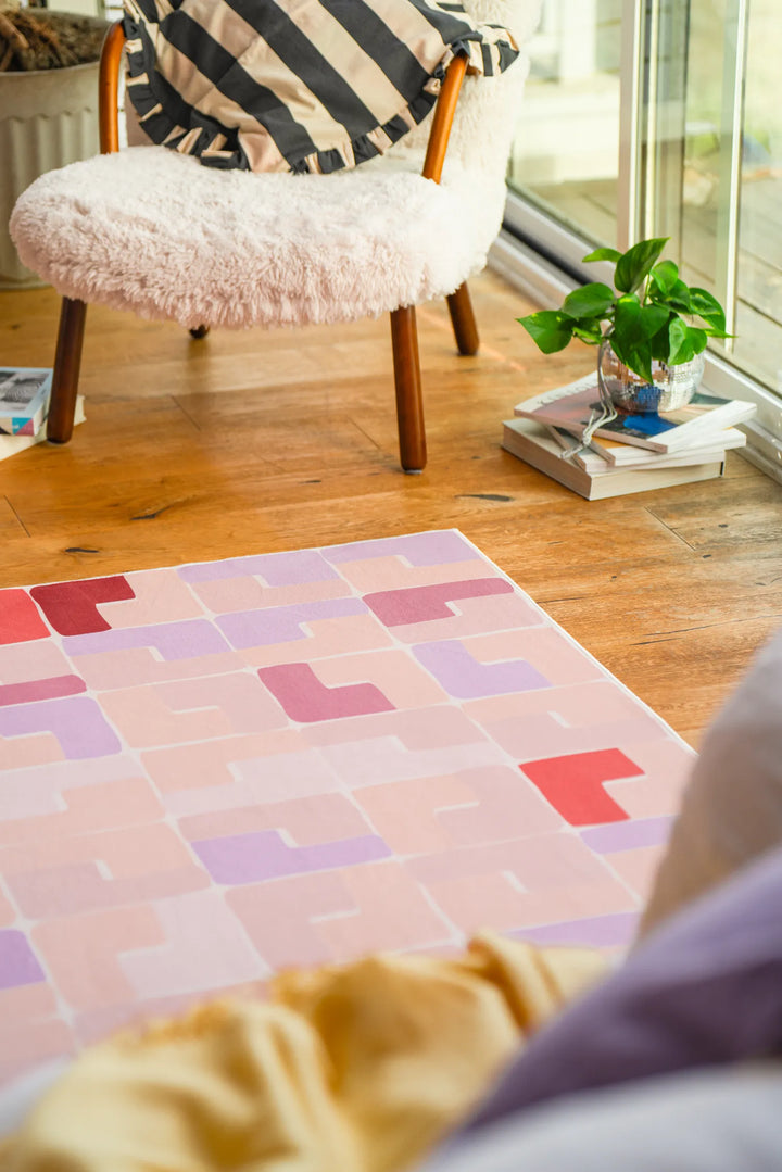 Pastel Rug Modern Modern Mosaic Pink Pastel Rug by Jonnie Li – Lany Space