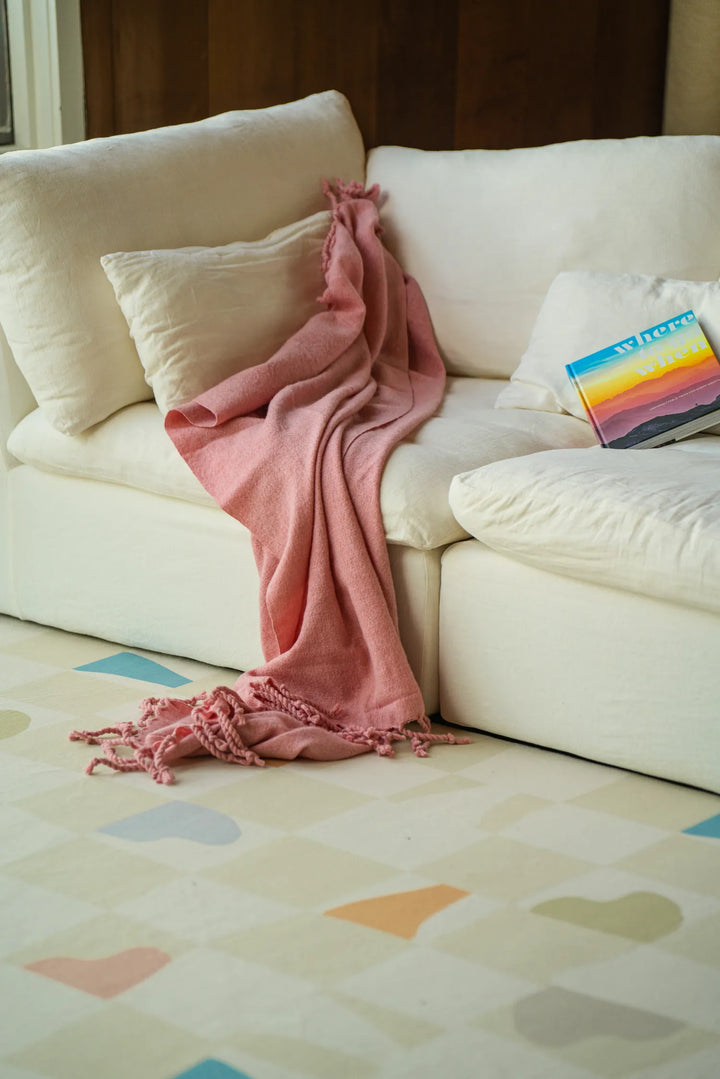 Cozy nook featuring the Jonnie Li Modern Mosaic Neutral Pastel Rug in the living room