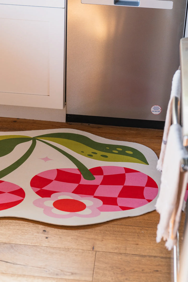 Closer look at Jessica Miller Irregular Pink and Red Checkered Cherry Rug