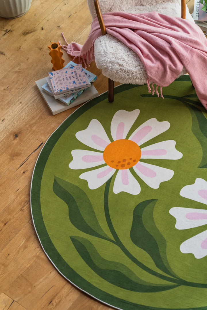 Fun Daisy Rug Dual Daisy Round Rug by Jessica Miller – Lany Space