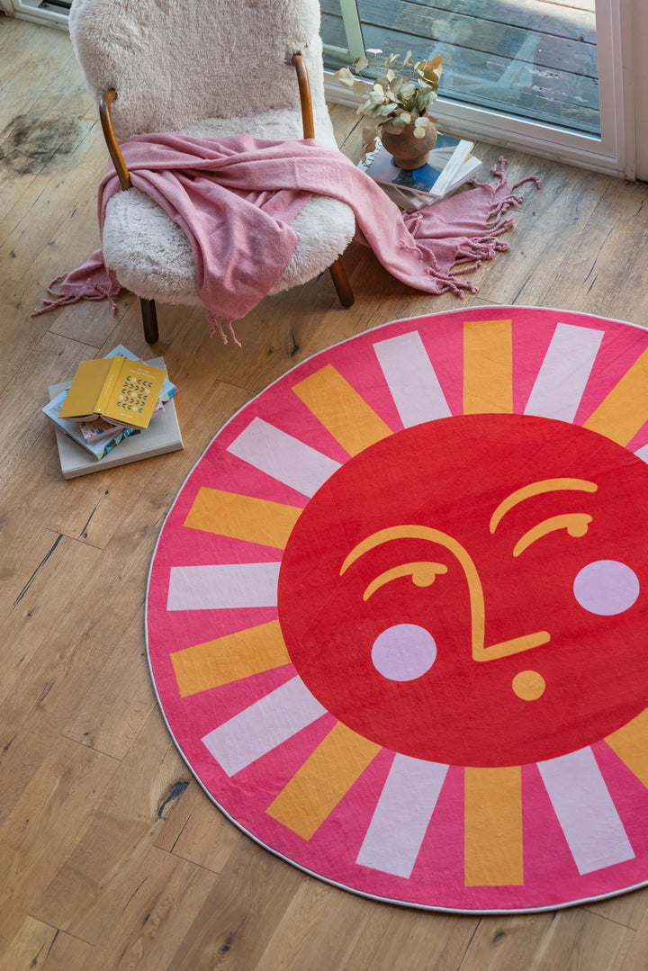 Smiley Sunburst Round Rug by Jessica Miller – Lany Space